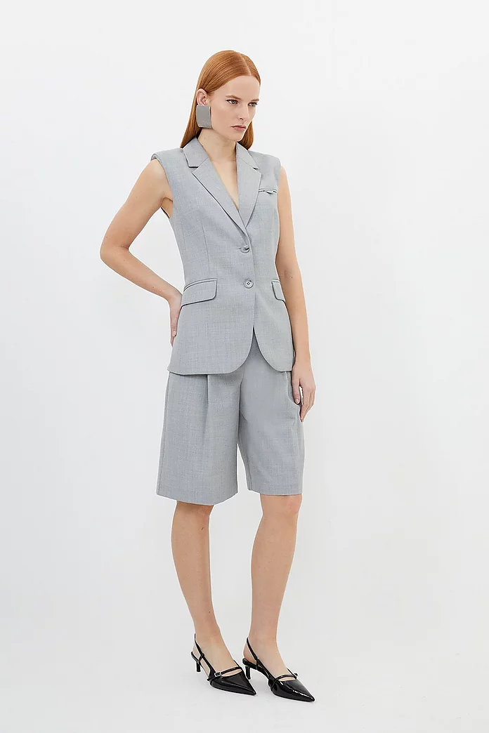 Wool Blend Tailored Single Breasted Vest | Karen Millen Wool Blend Tailored Single Breasted Vest | Karen Millen